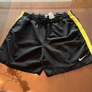 Nike Black Shorts with Yellow Accents